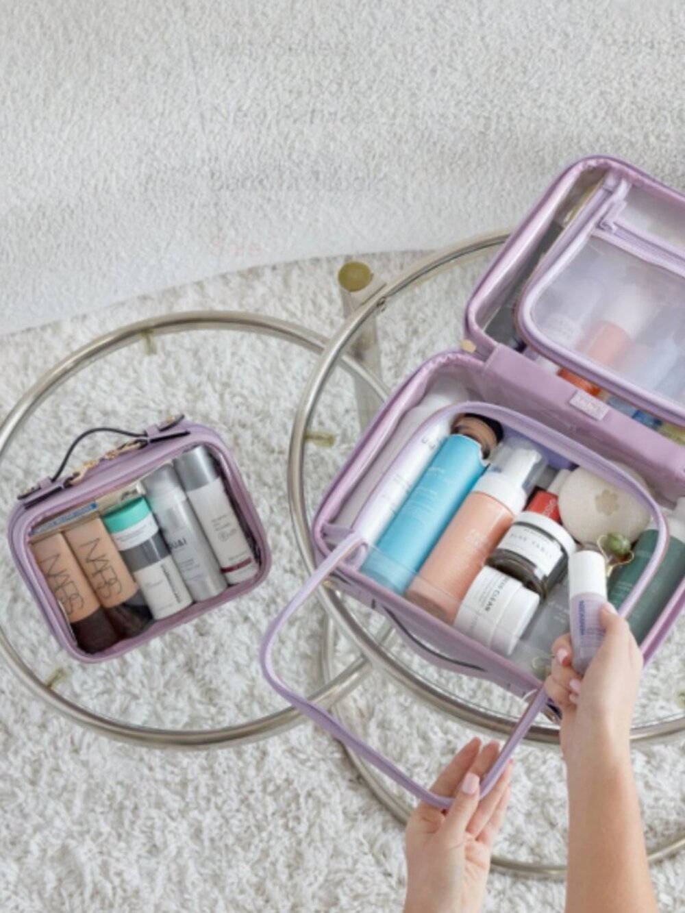 Calpak Small Clear Cosmetics Case in Lavender - Picture 3 of 7